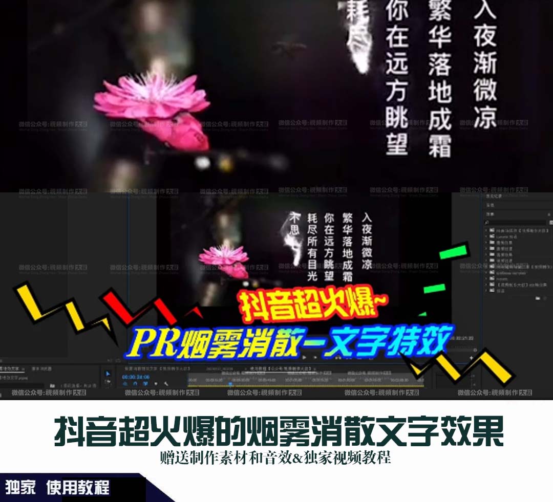 PR教程: 抖音超火爆的烟雾消散文字效果,附素材！