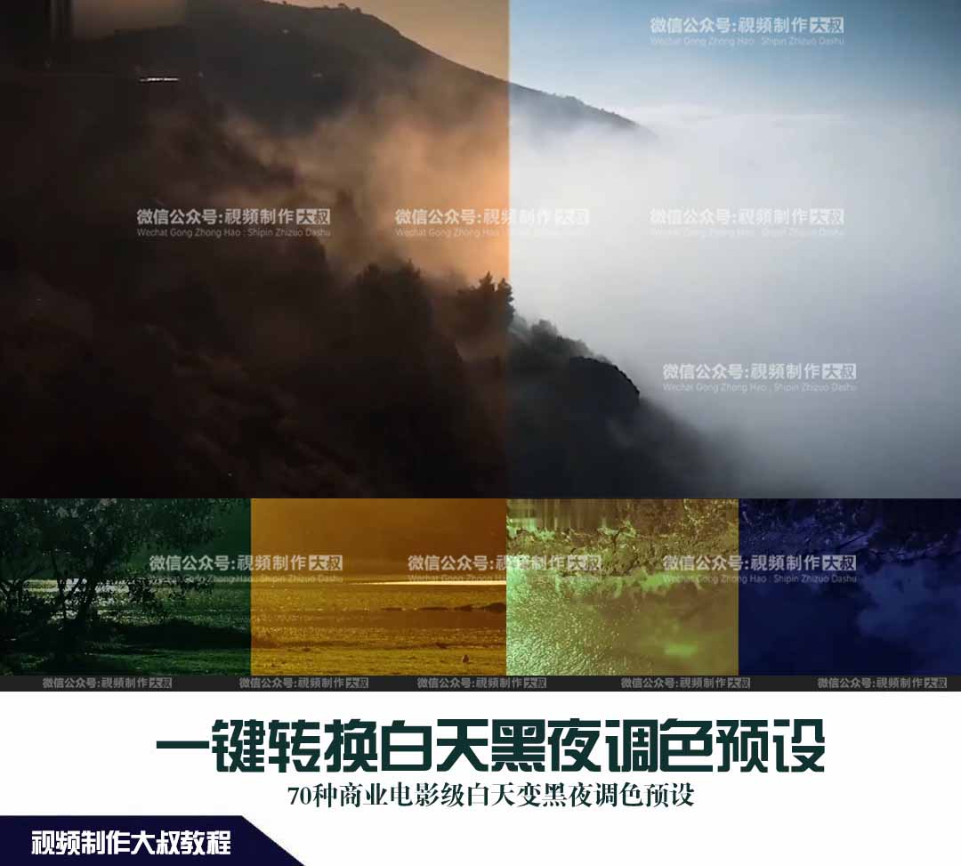 剪辑刚需爆款调色预设来袭！一键转换白天黑夜！